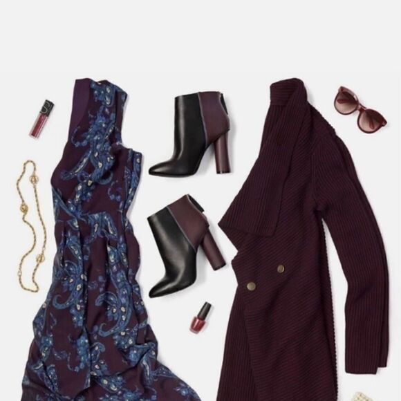 Cabi | 3350 Regal Cardigan Mulberry Wine Gold Tone Buttons Long Line Duster | S - Picture 3 of 13